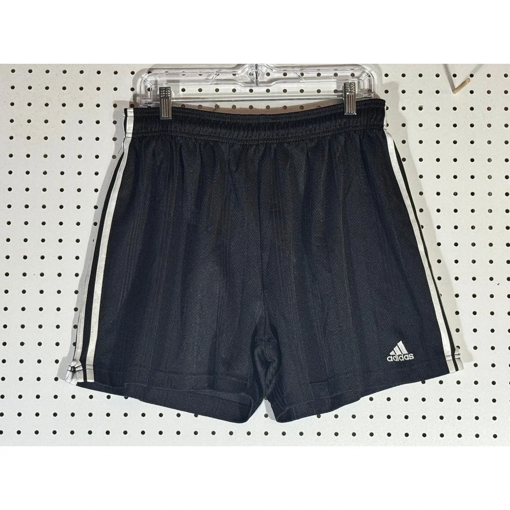 Adidas Mens Black Mesh Athletic Soccer Shorts Large 3 Stripe RN 88387